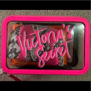 Fluorescent Pink/python cosmetic case